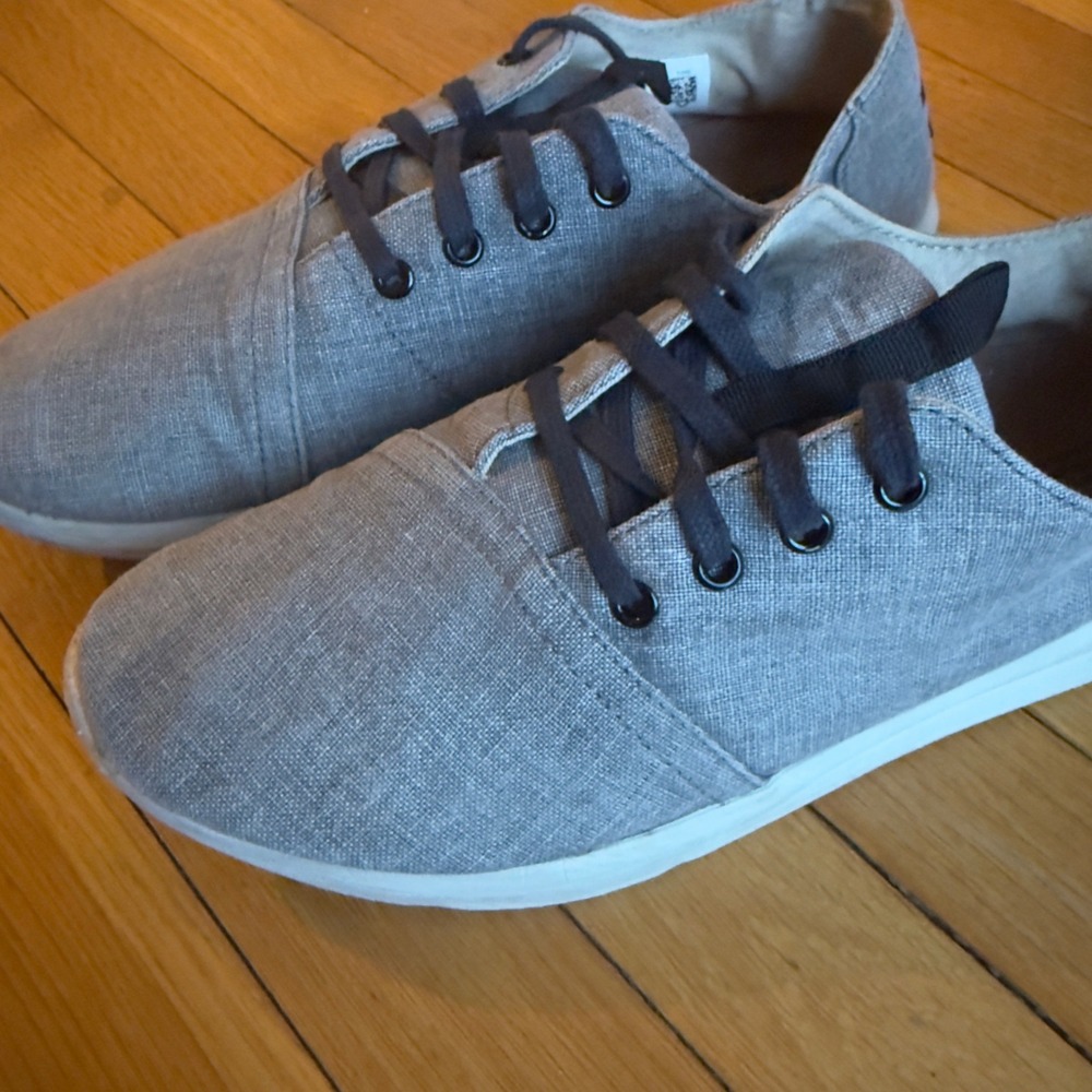 Toms Del Rey Mens Grey Chambray Linen Lace Up Sneakers Size 11 10011628 - Picture 7 of 12